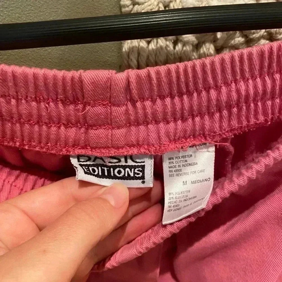 VINTAGE BASIC EDITIONS PINK WIDE LEG PANTS SIZE MEDIUM - Picture 3 of 3